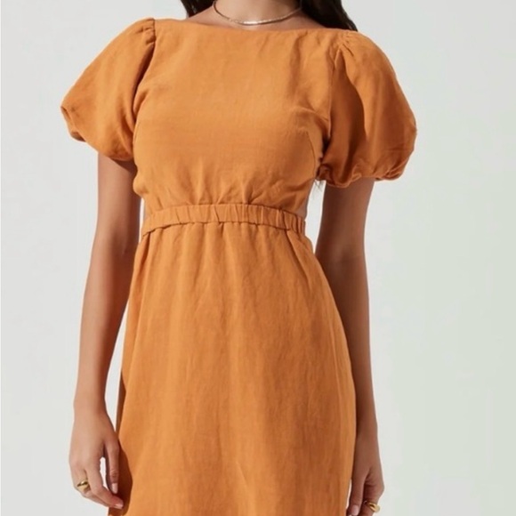 Astr Mustard Puff Sleeve Midi Dress - Picture 14 of 16